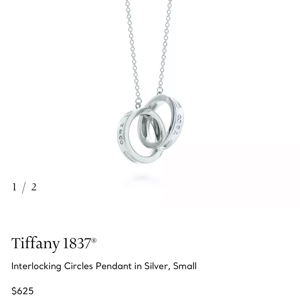 Tiffany & Co. Silver Interlocking Circle Necklace w/ Jewelry Bag